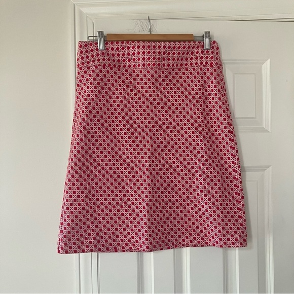 Talbots Red and White Basketweave Pencil Skirt (8) - Picture 1 of 4
